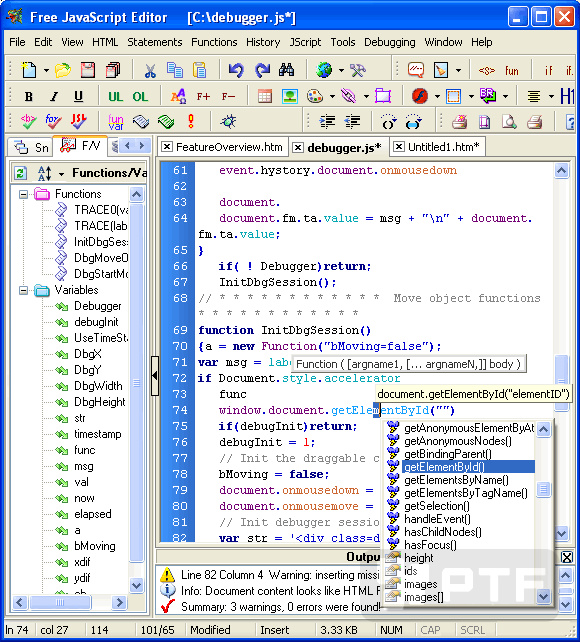 Free JavaScript Editor for Windows, free download
